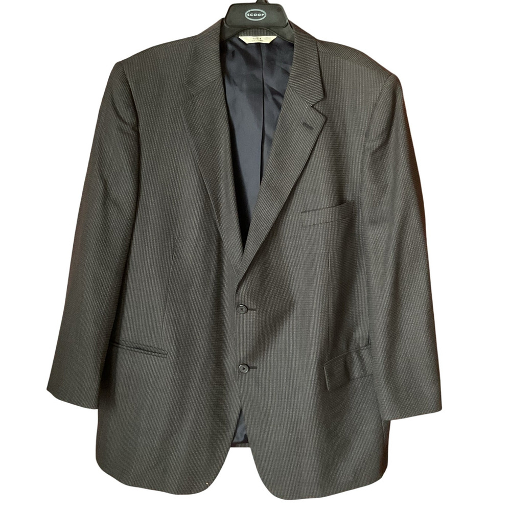 Vintage 90s Men's Blazer Charcoal Textured 2 Button Size 40R Classic Suit Jacket